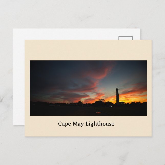 Cape May Lighthouse Sunset Postcard Feiertagspostkarte (Vorne/Hinten)