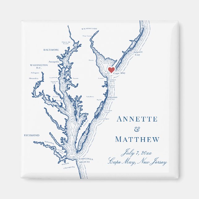 Cape May New Jersey Hochzeit in Urlaubsort Gefalle Magnet (Vorne)