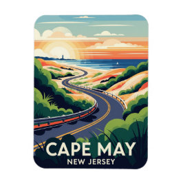 Cape May New Jersey Illustration Travel Postcard Magnet