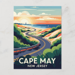 Cape May New Jersey Illustration Travel Postcard Postkarte