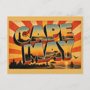 Cape May New Jersey Leuchtturm Strand Bucht Kunst Postkarte