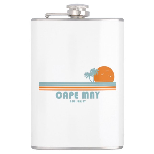 Cape May New Jersey Sun Palm Trees Flachmann (Vorderseite)