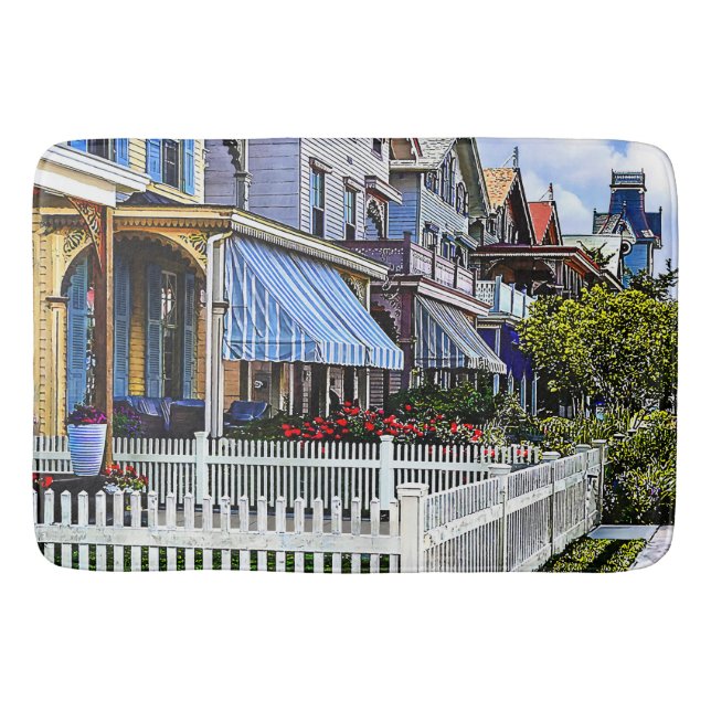 Cape May NJ - Farbige viktorianische Straße Badematte (Vorderseite)