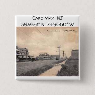 Cape May NJ Map Koordiniert Vintagen Stil Button