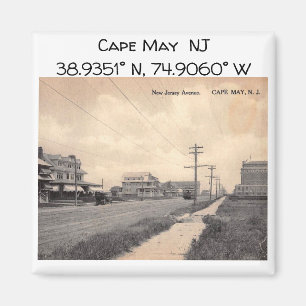 Cape May NJ Map Koordiniert Vintagen Stil Magnet