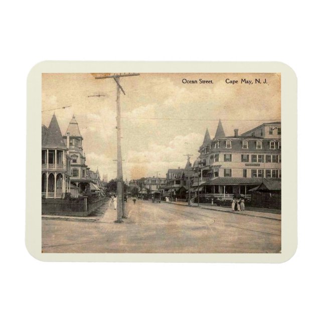 Cape May NJ, Ocean Street, c1910 Vintag Magnet (Horizontal)