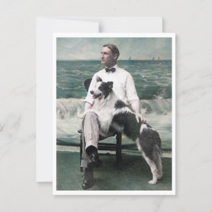 Cape May NJ RPPC 1910s Collie Dog Elegant Man Postkarte
