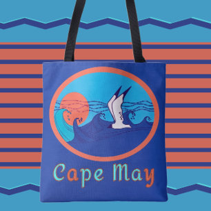 Cape May NJ Seagull Ocean Waves und Sun Large Tasc