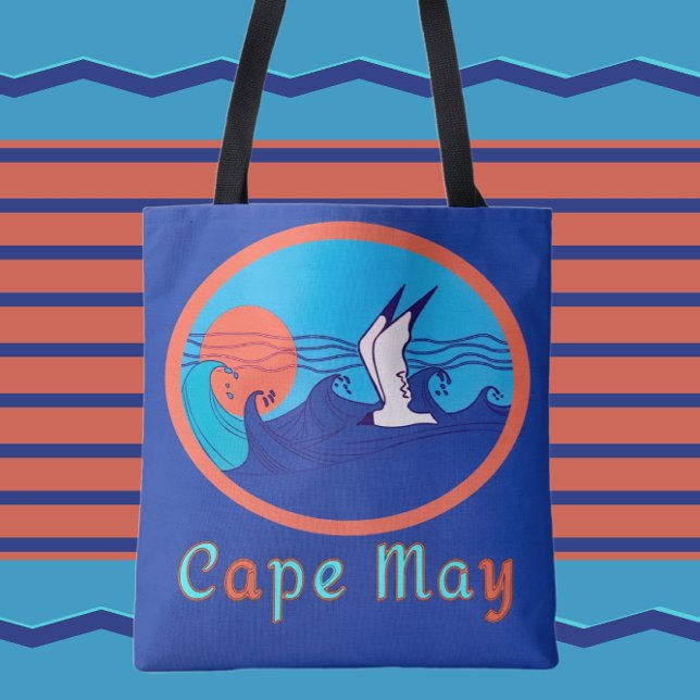 Cape May NJ Seagull Ocean Waves und Sun Large Tasc (Von Creator hochgeladen)