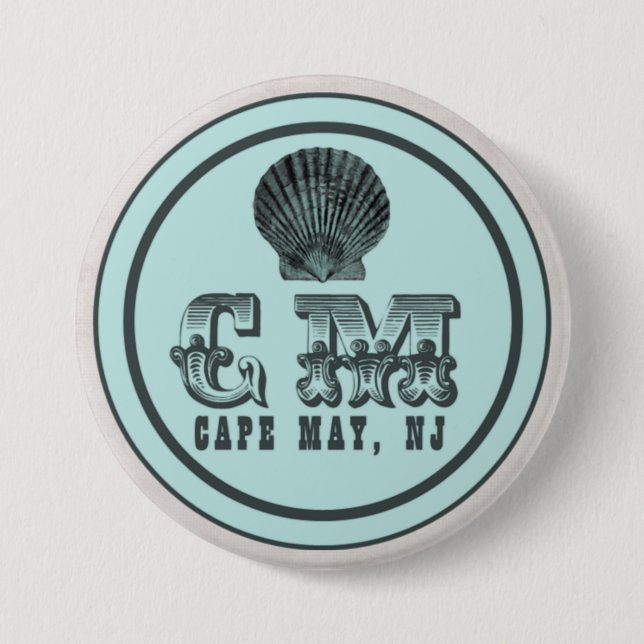 Cape May NJ Strandanhänger im Vintage-Stil Button (Vorderseite)