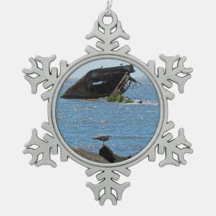 Cape May Shipwreck Schneeflocken Zinn-Ornament