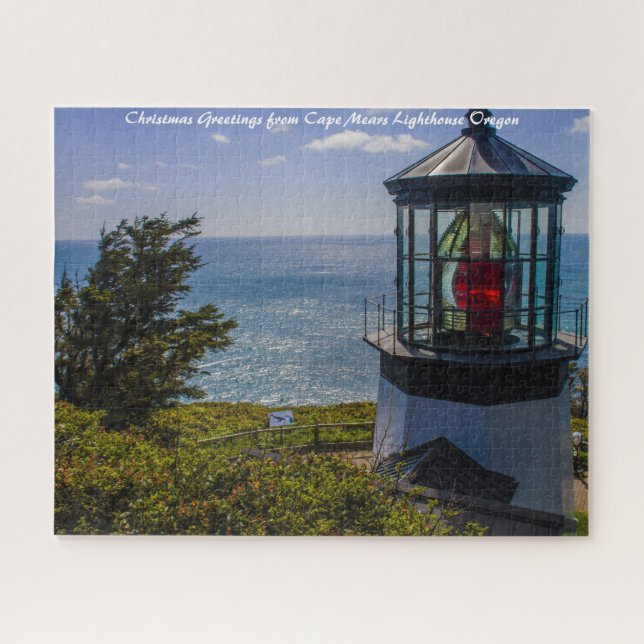 Cape Mears Lighthouse Oregon. Weihnachtsgrüße Puzzle (Horizontal)