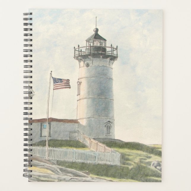 Cape Neddick Leuchtturm Aquarell Planer (Vorderseite)