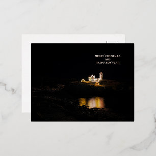 Cape Neddick Light Christmas Card Folien Feiertagspostkarte