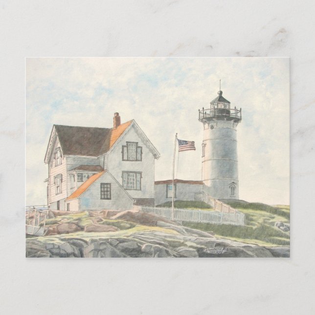 Cape Neddick Lighthouse Postkarte (Vorderseite)