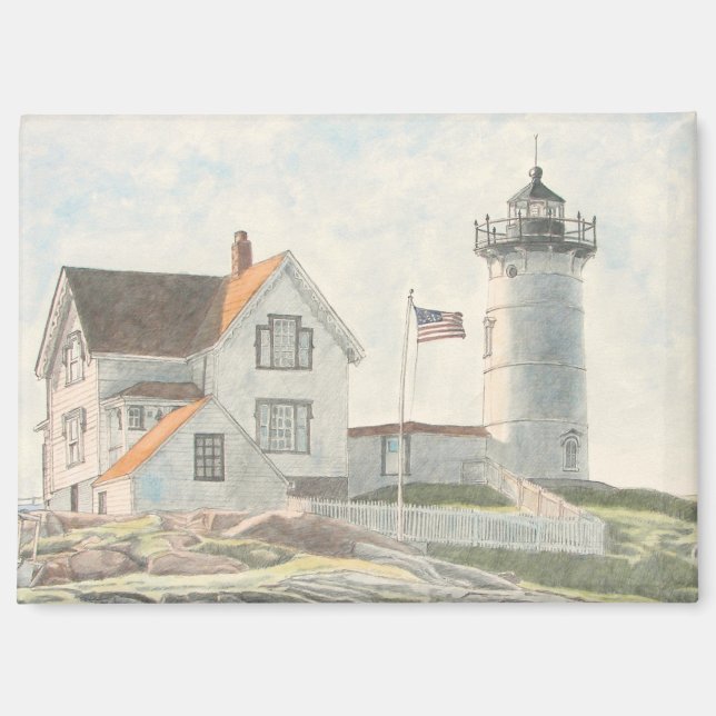 Cape Neddick Lighthouse Watercolor Magnet (Vorderseite)