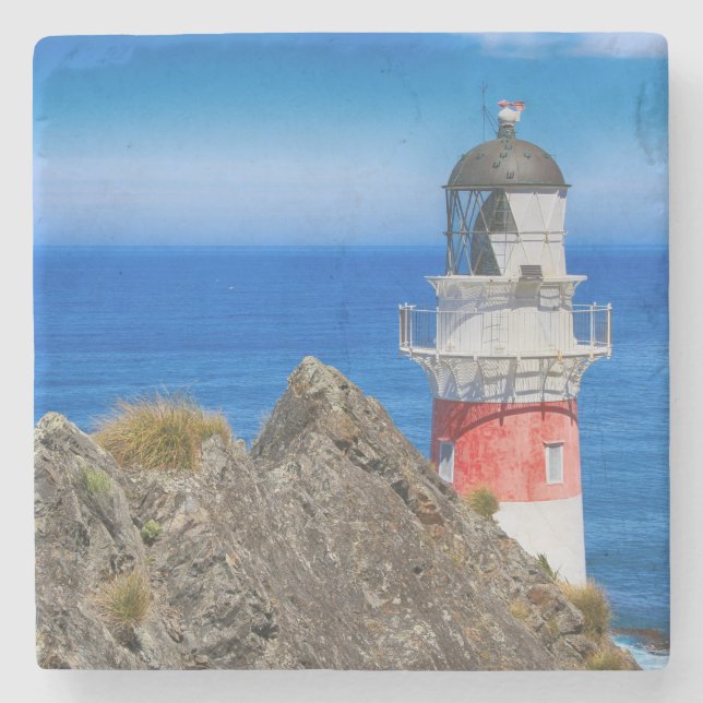 Cape Palliser Neuseeland Leuchtturm Steinuntersetzer (Vorderseite)