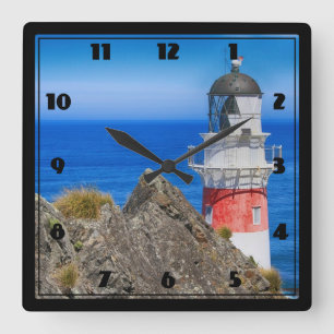 Cape Palliser New Zealand Lighthouse Quadratische Wanduhr