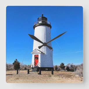 Cape Poge Lighthouse, Massachusetts Chappaquiddick Quadratische Wanduhr