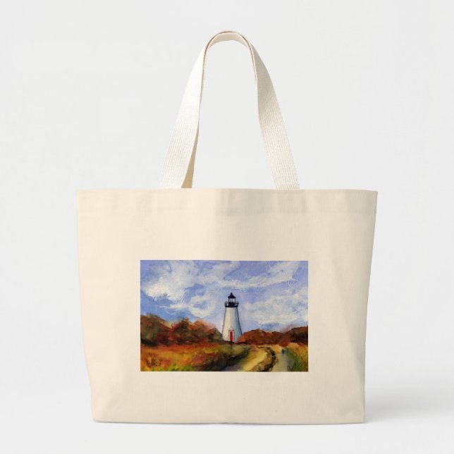 Cape Poge Lighthouse Tote Bag Jumbo Stoffbeutel (Vorne)
