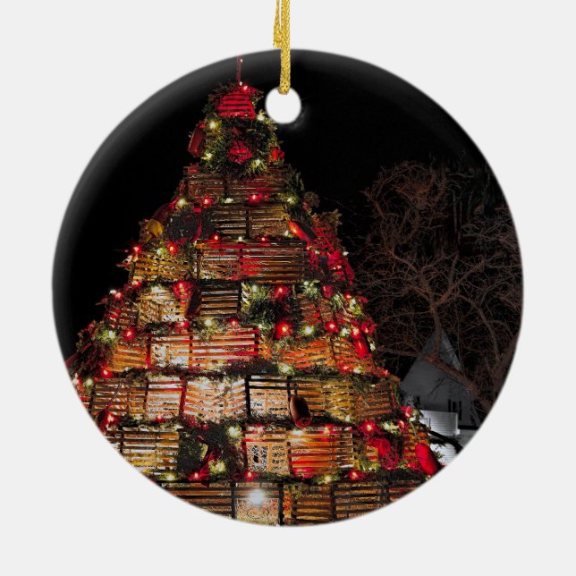 Cape Porpoise feiert Weihnachtsfeiern Keramik Ornament (Hinten)