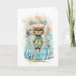 Cape San Blas Florida Beach Cat Card Dankeskarte