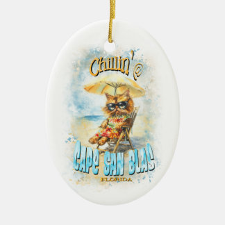 Cape San Blas Florida Beach Lounges Katze Keramik Ornament