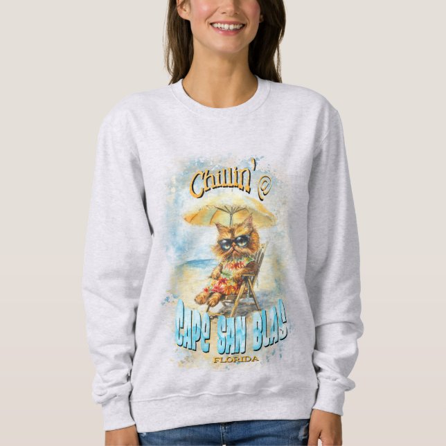 Cape San Blas Florida Beach Lounges Katze Sweatshirt (Vorderseite)