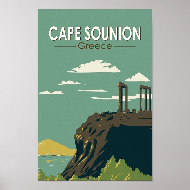 Cape Sounion Griechenland Reisen Vintag Poster (Vorne)