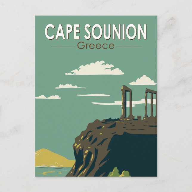Cape Sounion Griechenland Reisen Vintag Postkarte (Vorderseite)