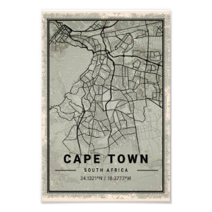 Cape town map print poster canvas South Africa