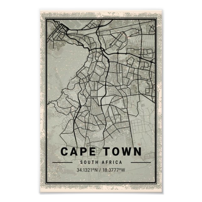 Cape town map print poster canvas South Africa | (Vorne)