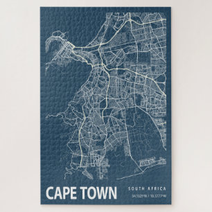 Cape Town South Africa City Map Line Art Puzzle