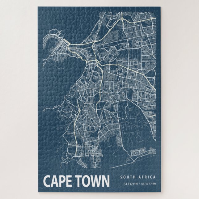 Cape Town South Africa City Map Line Art Puzzle (Vertikal)