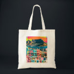 Cape Town South Africa Travel Bo-Kaap Landscape Tragetasche<br><div class="desc">Cape Town is one of Africa's most popular travel destinations — celebrated for Table Mountain, the iconic colorful houses of Bo-Kaap, a spectacular harbor, and streets full of culture, history, and coastal light. This vibrant collage captures this South African cityscape through bold color and a retro vintage illustration style. The...</div>