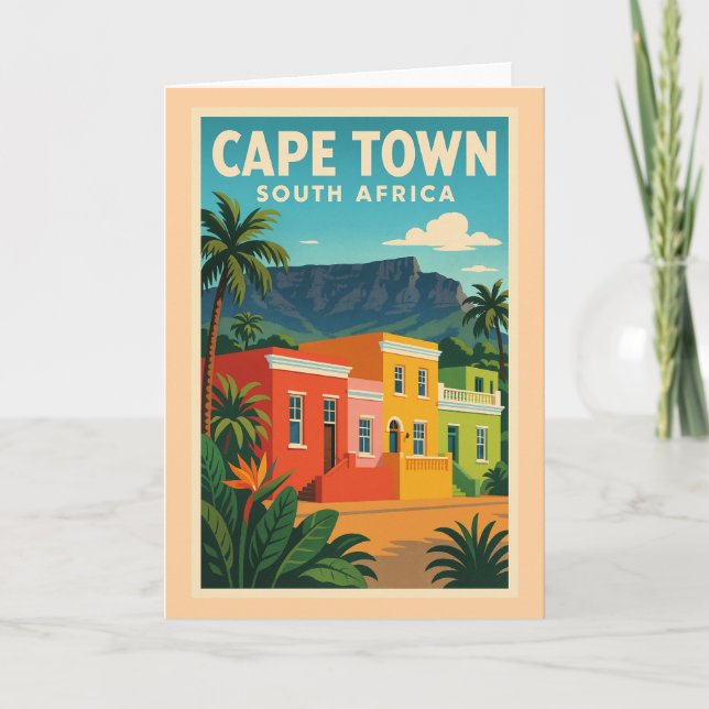 Cape Town, South Africa travel poster, Karte (Vorderseite)
