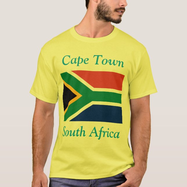 Cape Town, Südafrika mit südafrikanischer Flagge T-Shirt (Vorderseite)