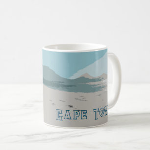Cape Town Table Mountain Ocean Sketch Kaffeetasse