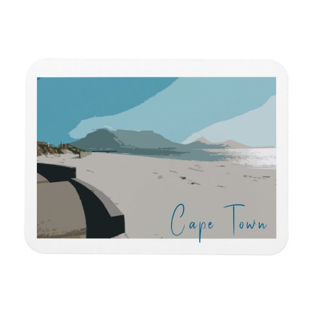 Cape Town Table Mountain Ocean Sketch Magnet (Horizontal)