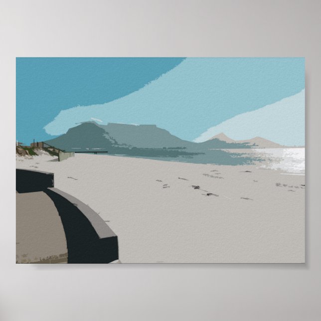 Cape Town Table Mountain Ocean Sketch Poster (Vorne)