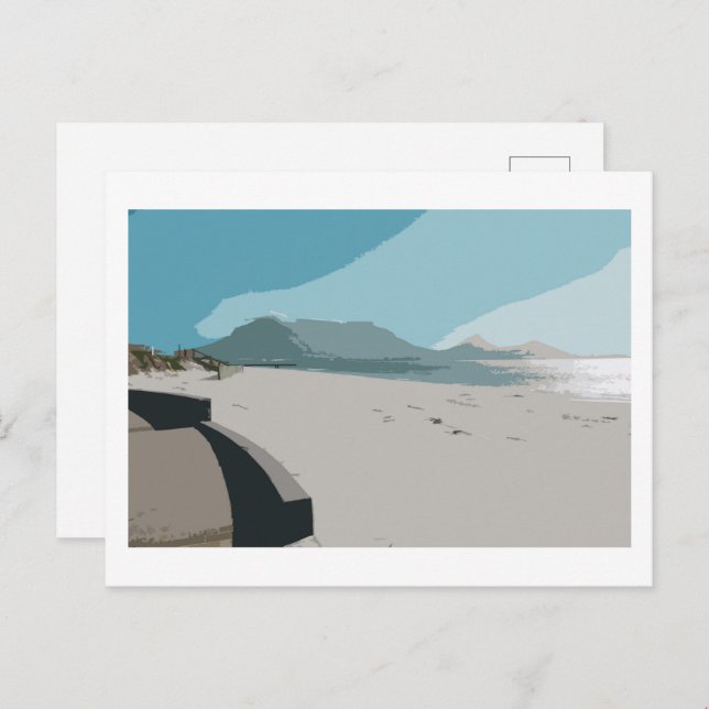 Cape Town Table Mountain Ocean Sketch Postkarte (Vorne/Hinten)