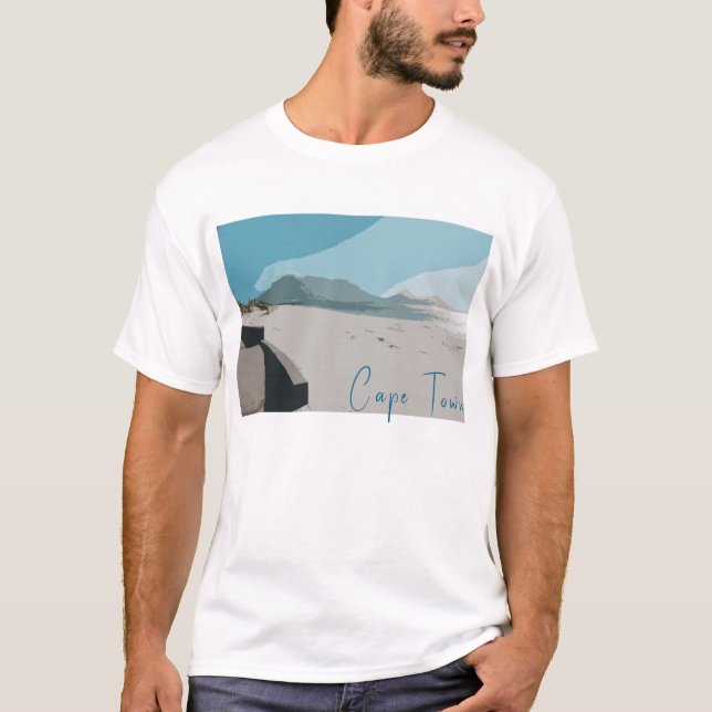 Cape Town Table Mountain Ocean Sketch T-Shirt (Vorderseite)