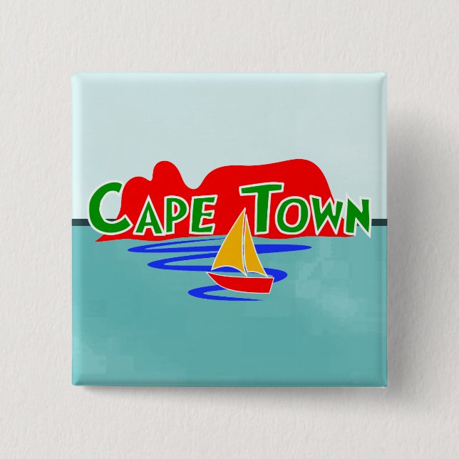 Cape Town Table Mountain South Africa Square Abzei Button (Vorderseite)