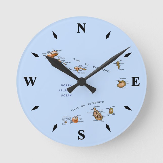 Cape Verde Map Clock Runde Wanduhr (Vorderseite)