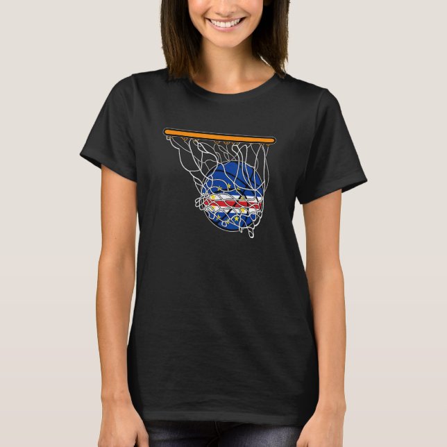 Cape Verde Sport Basketball Basket Ball Proud Flag T-Shirt (Vorderseite)