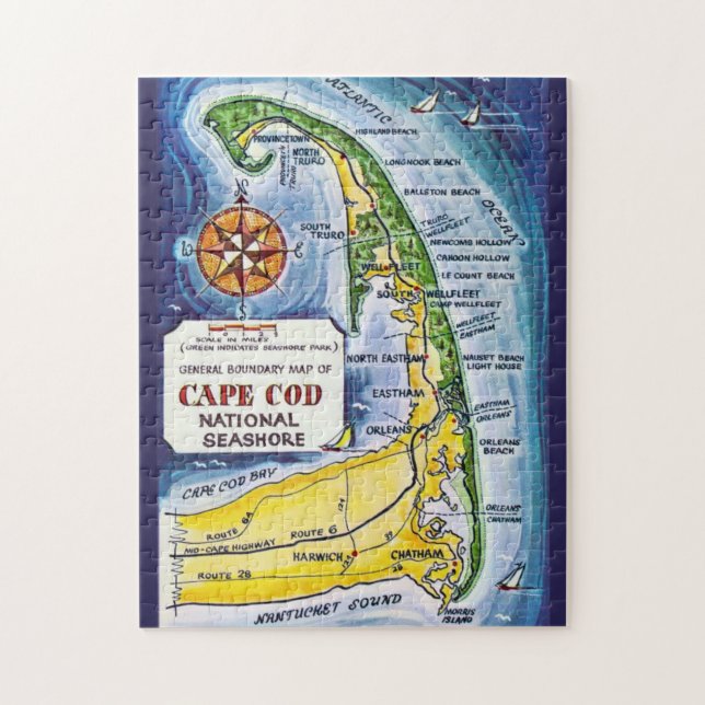 CapeCod Vintage 11x14 Map Puzzle (Vertikal)