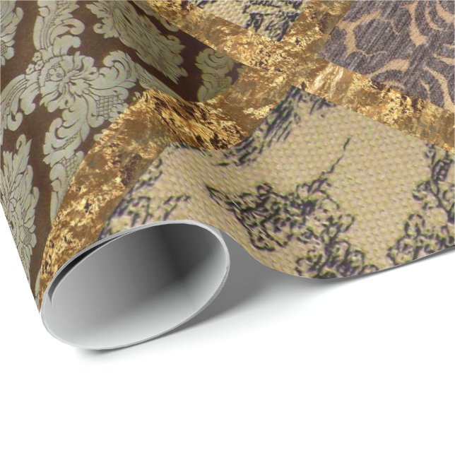 Capetian Elegant Quilt 15 Altes Vintages Französis Geschenkpapier (Rolleneckpunkt)