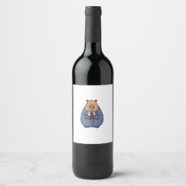 Capibara valentine's day wine weinetikett