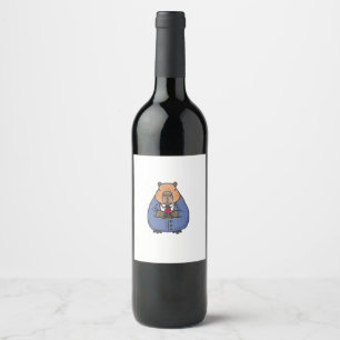 Capibara Valentinstag Wein Weinetikett