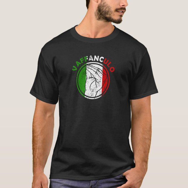 Capisci Vaffanculo Italienische Flaggenhandgestein T-Shirt (Vorderseite)